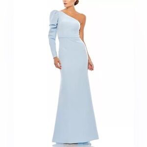 Mac Duggal Light Blue One-Shoulder Maxi Dress